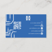 Moderne blauwe Tech-printplaat QR-code Visitekaartje (Achterkant)