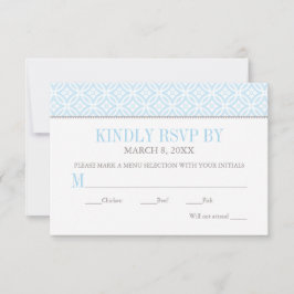Moderne Blauwe Tegelpatroon Kruis Jongens Doop RSVP Kaartje