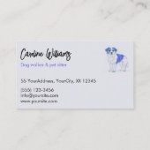 Moderne blauwe tekening hond rollator huisdier sit visitekaartje (Achterkant)