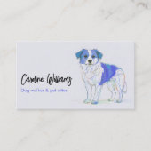 Moderne blauwe tekening hond rollator huisdier sit visitekaartje (Voorkant)