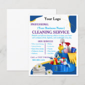 Moderne Blauwe Thuis Schoonmaakservice Bewerkbaar (Voorkant / Achterkant)
