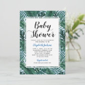 Moderne Blauwe Tropische Palm Bladeren Baby Boy Do Kaart (Staand voorkant)