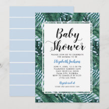 Moderne Blauwe Tropische Palm Bladeren Baby Boy Do