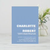 Moderne Blauwe Trouwreceptie Kaart (Staand voorkant)