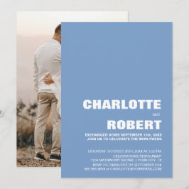 Moderne Blauwe Trouwreceptie Kaart