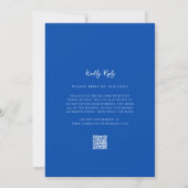 Moderne blauwe trouwwebsite QR-code uitnodiging (Achterkant)
