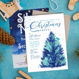 Moderne Blauwe Turquoise Kerstboom Feest   Kaart