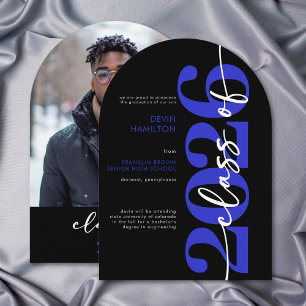 Moderne Blauwe Typografie Boog Afstudeeraankondigi Kaart