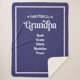 Moderne Blauwe Typografie Favoriete Opa Sherpa Deken