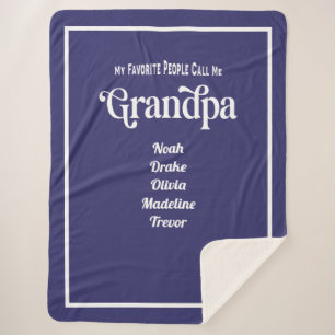 Moderne Blauwe Typografie Favoriete Opa Sherpa Deken