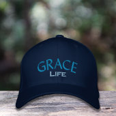 Moderne Blauwe Typografie Grace Life Monogram Geborduurde Pet