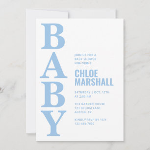 Moderne Blauwe Typografie Jongen Baby Borrel Kaart