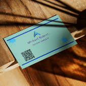 Moderne Blauwe Verfspat Creatief met QR-code Visitekaartje