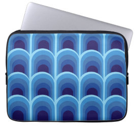 Moderne blauwe verloop boogjes patroon laptop sleeve