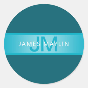 Moderne blauwe verloopnaam of bedrijfsnaam ronde sticker