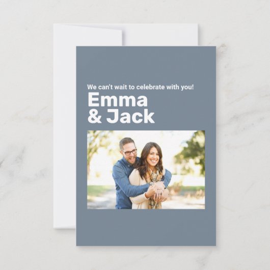 Moderne blauwe verticale datum bruiloft save the date (Achterkant)