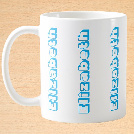 Moderne blauwe verticale naam gepersonaliseerd koffiemok
