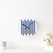 Moderne blauwe verticale strepen wandklok (Huis)
