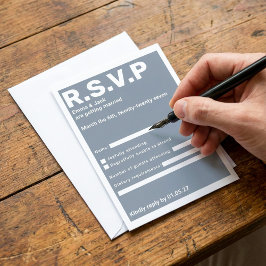 Moderne Blauwe Vetgedrukte Typografie RSVP Wedding