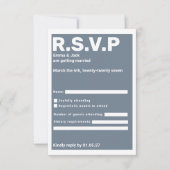 Moderne Blauwe Vetgedrukte Typografie RSVP Wedding Kaartje (Voorkant)
