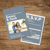 Moderne Blauwe Vetgedrukte Typografie RSVP Wedding Kaartje