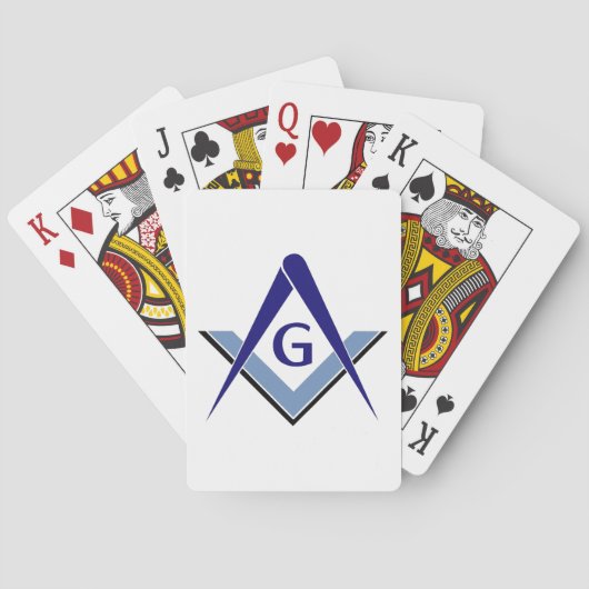 Moderne Blauwe Vierkant & Kompassen Pokerkaarten (Achterkant)