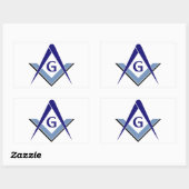 Moderne Blauwe Vierkant & Kompassen Rechthoekige Sticker (Vel)