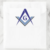 Moderne Blauwe Vierkant & Kompassen Rechthoekige Sticker (Tas)