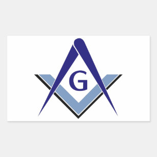 Moderne Blauwe Vierkant & Kompassen Rechthoekige Sticker
