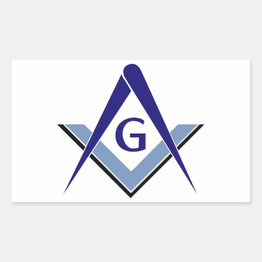 Moderne Blauwe Vierkant & Kompassen Rechthoekige Sticker (Voorkant)