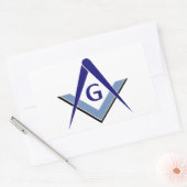 Moderne Blauwe Vierkant & Kompassen Rechthoekige Sticker (Envelop)