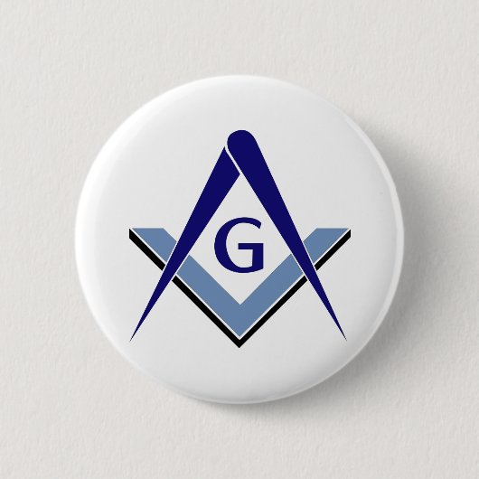 Moderne Blauwe Vierkant & Kompassen Ronde Button 5,7 Cm (Voorkant)