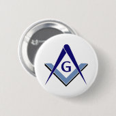 Moderne Blauwe Vierkant & Kompassen Ronde Button 5,7 Cm (Voorkant /achterkant)