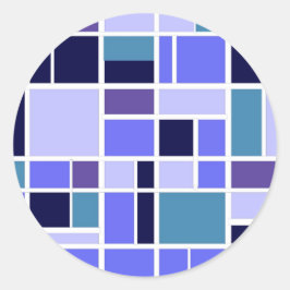 Moderne blauwe vierkanten ronde sticker