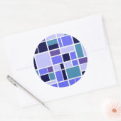 Moderne blauwe vierkanten ronde sticker (Envelop)