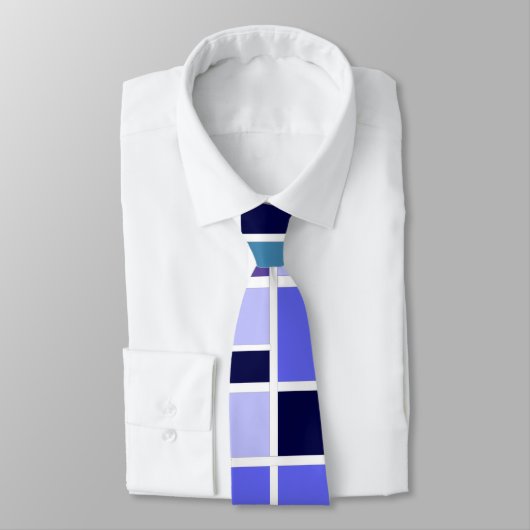 Moderne blauwe vierkanten stropdas (Gebonden)
