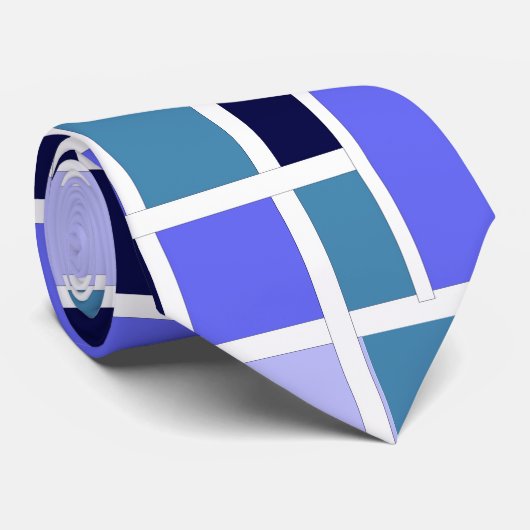 Moderne blauwe vierkanten stropdas (Opgerold)