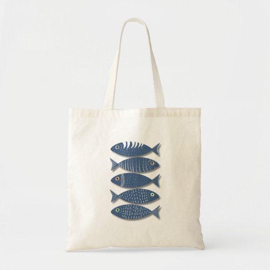 Moderne Blauwe Vis Illustratie Abstracte Kust A Tote Bag (Voorkant)