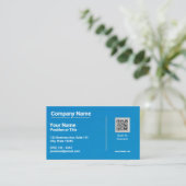 Moderne blauwe visitekaart met QR-code Visitekaartje (Staand voorkant)