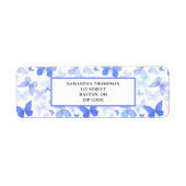 Moderne blauwe vlinder etiket (Voorkant)