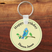 Moderne blauwe vogel sleutelhanger (Voorkant)