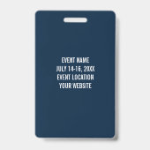 Moderne blauwe vrijwilligersnaam evenement informa badge (Achterkant)