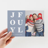 Moderne Blauwe Vrolijke Foto Kerstmis Feestdagenkaart