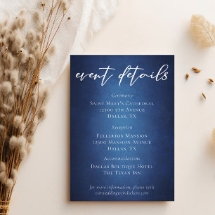 Moderne Blauwe Waterfront Bruiloft Evenement Detai Informatiekaartje