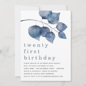 Moderne Blauwe Waterverf Blauw Blauw Bladblad Twen Kaart (Voorkant)