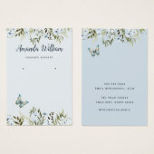 Moderne Blauwe waterverf bloemenoorbel display kaa Visitekaartje (Voorkant /achterkant)