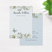 Moderne Blauwe waterverf bloemenoorbel display kaa Visitekaartje (Bureau)