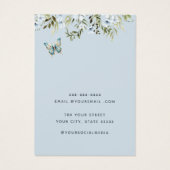 Moderne Blauwe waterverf bloemenoorbel display kaa Visitekaartje (Achterkant)