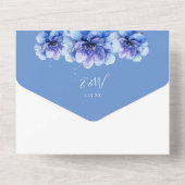 Moderne Blauwe Waterverf Botanische Bloemen Bruilo All In One Uitnodiging (Achterkant)