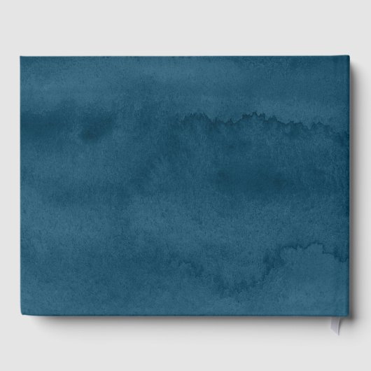 Moderne Blauwe Waterverf Botanische Bruiloft Gastenboek (Achterkant)